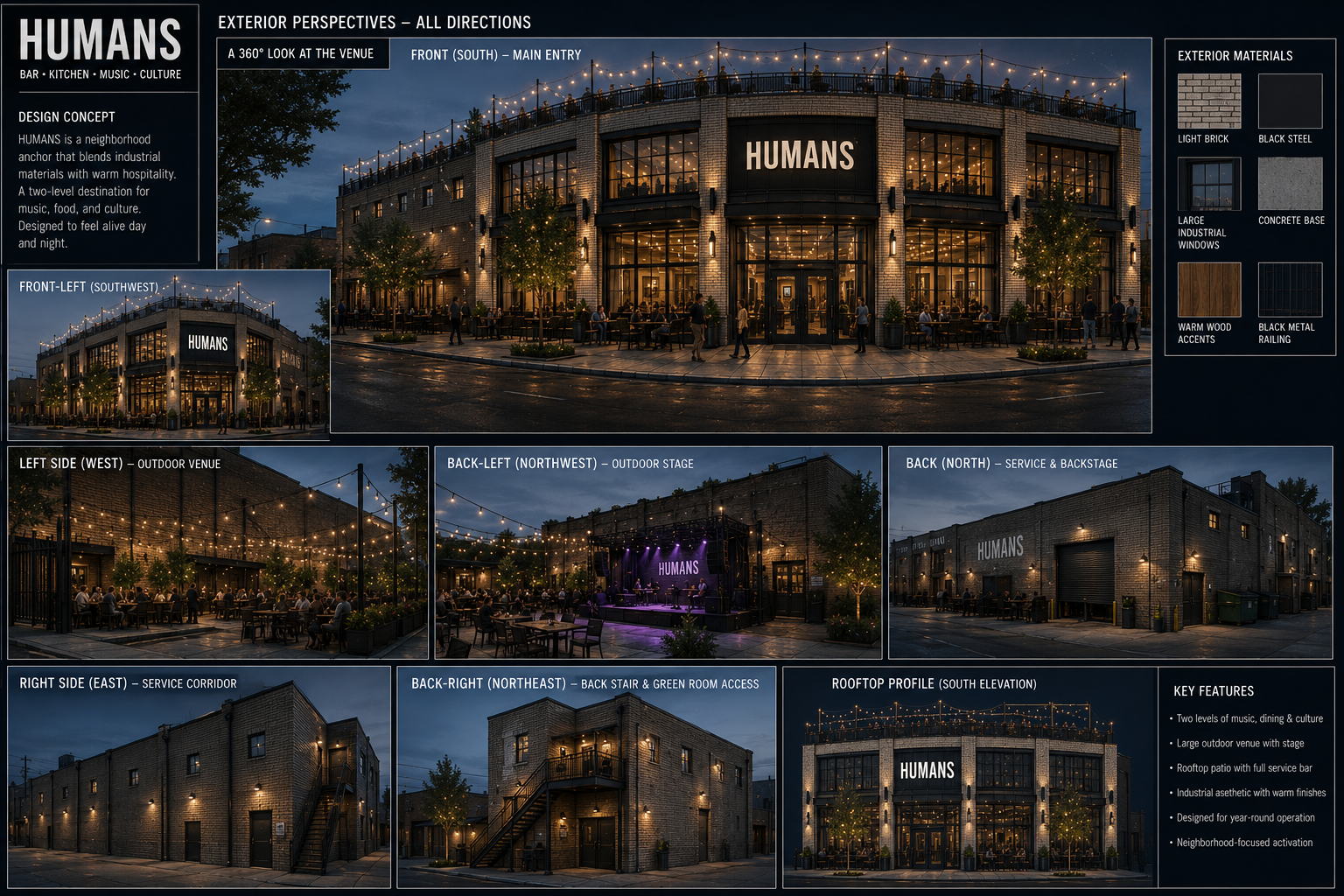 HUMANS exterior concept — night render